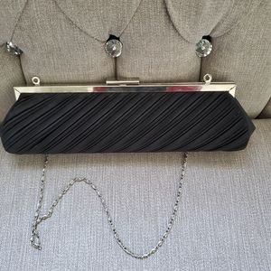 Vintage Elegant Evening Pleated Satin Cloth Clutch Black